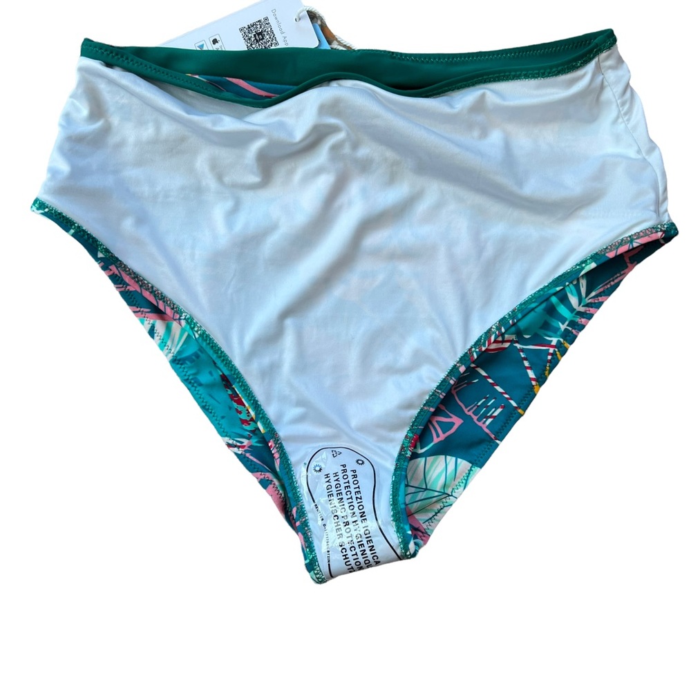 Cupshe Bikini Bottom Size L Tropical Floral Green - Picture 3 of 5